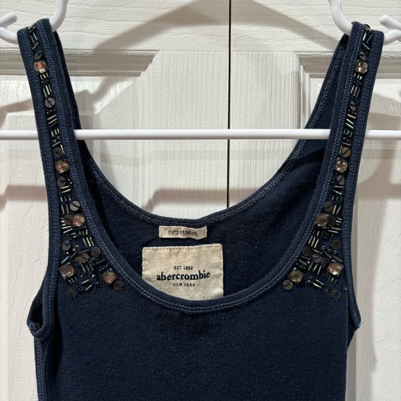 ABERCROMBIE KID’S Sequin Ribbed Stretchy Tank Top - navy, size S - Picture 2 of 4
